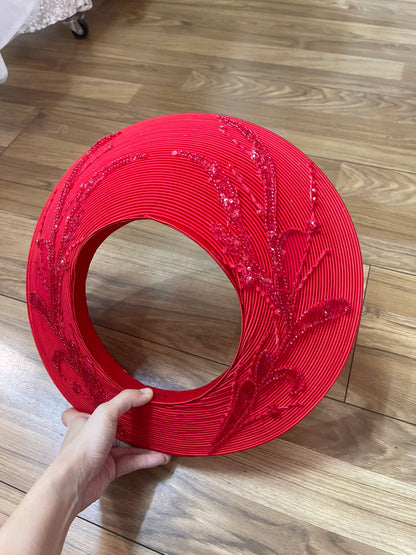 Red headpiece for Vietnamese ao dai