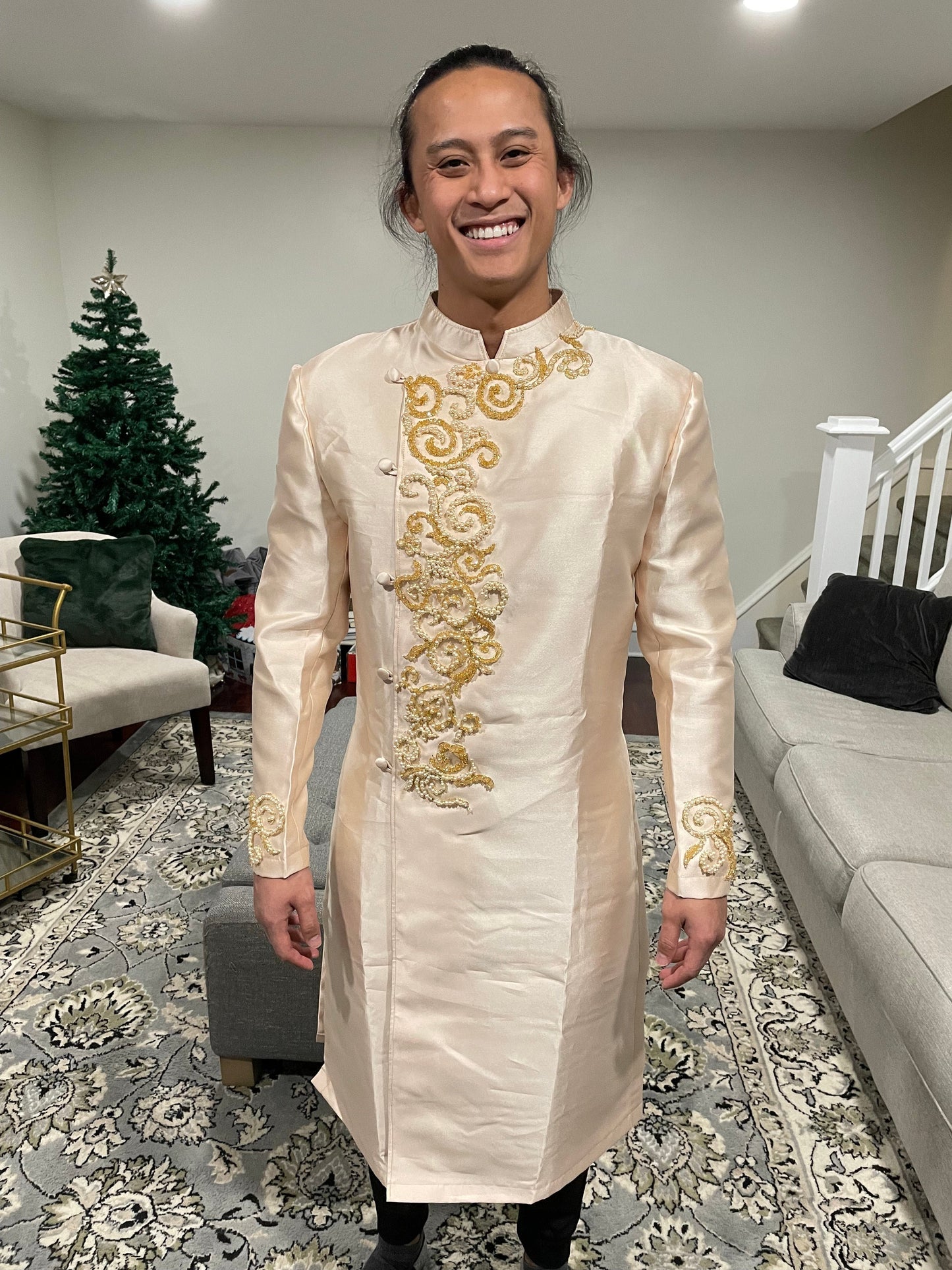 Men's ao dai in gold